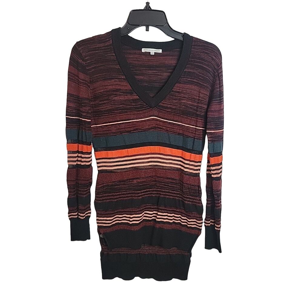 Rebecca Minkoff Purple Astride Striped Wool Blend Tunic Sweater Women's Sz Small